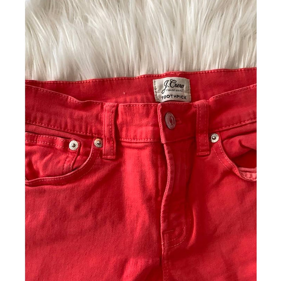 J.Crew Women's Size 26 Toothpick Cotton Stretch G4563 Jeans Pants In Orange - Picture 3 of 7